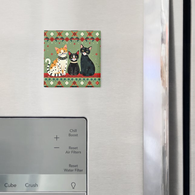 Retro Christmas cats Magnet (In Situ (Fridge))