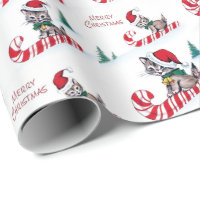 Retro Christmas cats party Wrapping Paper