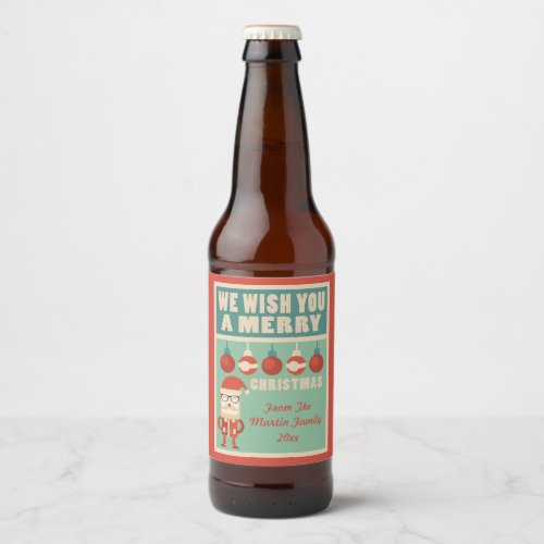 Retro Christmas Cheer Holiday Beer Bottle Label