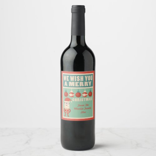 Retro Christmas Cheer Holiday Wine Label