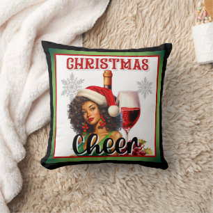 Retro Christmas Cheer Pinup Throw Pillow
