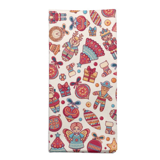 Retro Christmas Cloth Napkin (Folded)