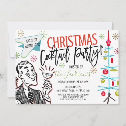 Retro Christmas Cocktail Party Invitation