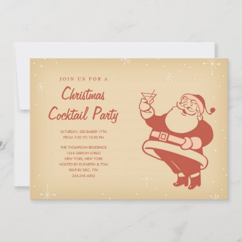 Retro Christmas Cocktail Party Invitations