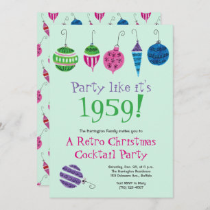 Retro Christmas Cocktail Party Vintage Holiday Invitation
