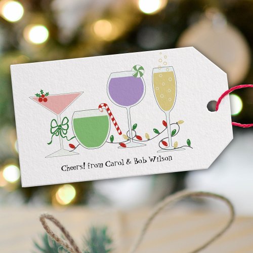 Retro Christmas Cocktails Gift Tags