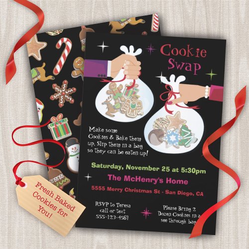 Retro Christmas Cookie Swap Exchange Invitation