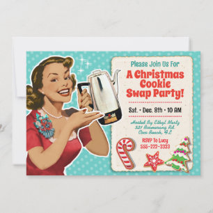 Retro Christmas Cookie Swap Party Invitation