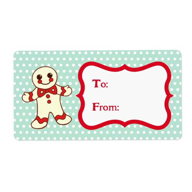 Retro Christmas Cookies Gift Tag Labels (Front)