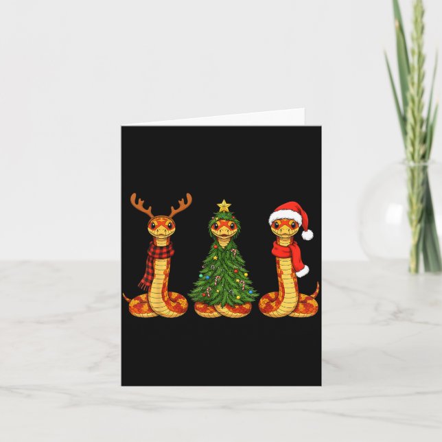 Retro Christmas Corn Snake Santa Reindeer  Card (Front)