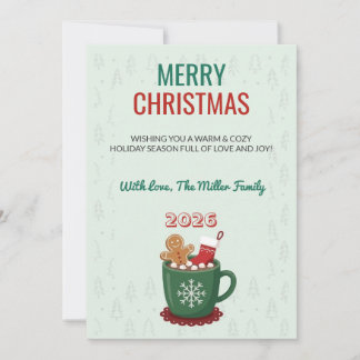 Retro Christmas Cozy Hot Cocoa Holiday Card