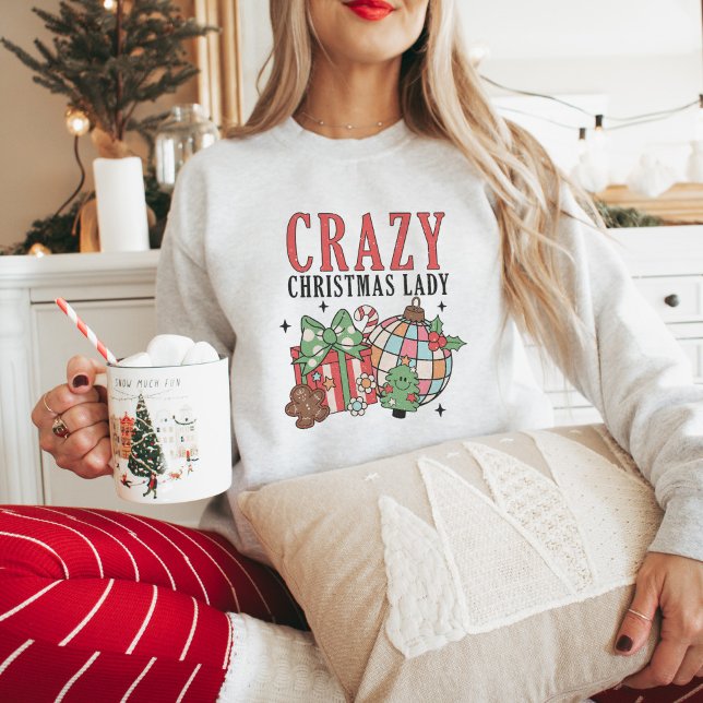 Retro Christmas Crazy Christmas Lady Sweatshirt (Creator Uploaded)