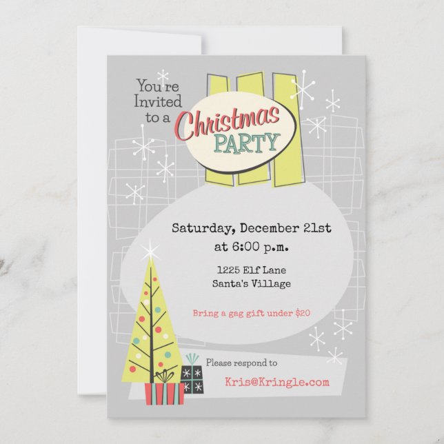 Retro Christmas Customizable Party Invitation-1958 Invitation (Front)