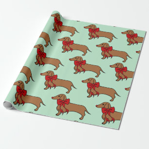 Retro Christmas Dachshund Dog Wrapping Paper