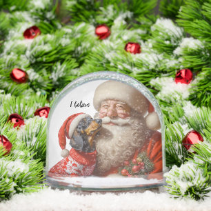 Retro Christmas Dachshund Snow Globe