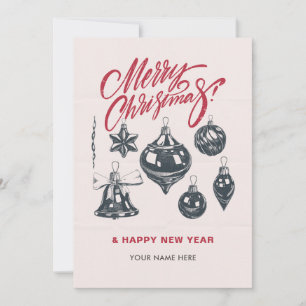 Retro christmas decor balls holiday card