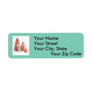 Retro Christmas Deer on Aqua Label