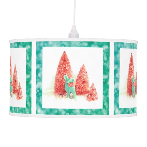 Retro Christmas Deer with Aqua Frame Ceiling Lamp