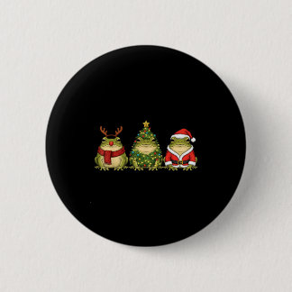 Retro Christmas Desert Rain Frog Santa Reindeer  Button