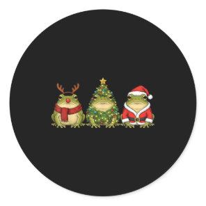 Retro Christmas Desert Rain Frog Santa Reindeer  Classic Round Sticker