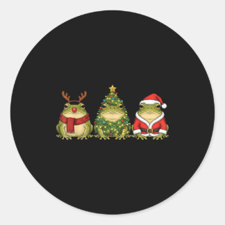 Retro Christmas Desert Rain Frog Santa Reindeer  Classic Round Sticker