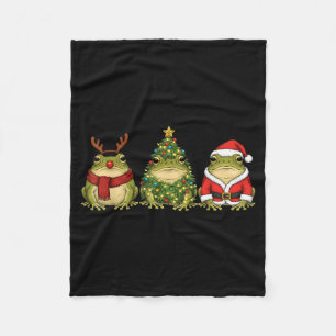 Retro Christmas Desert Rain Frog Santa Reindeer Fleece Blanket