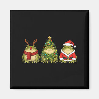 Retro Christmas Desert Rain Frog Santa Reindeer  Magnet
