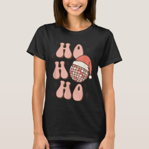 Retro Christmas Disco Ball Groovy Ho Ho Ho Santa H T-Shirt