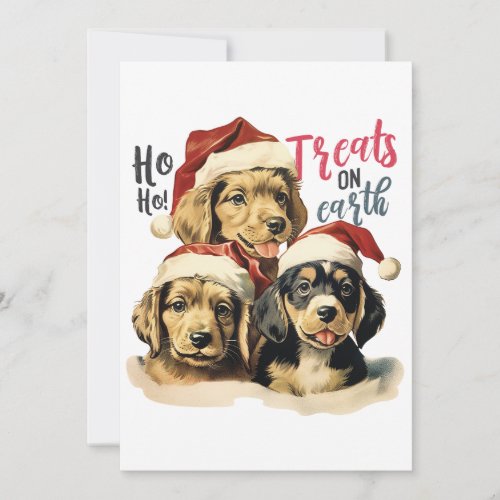 Retro Christmas Dog Pets Treats 2023 Holiday Card