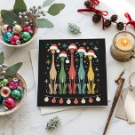 Retro Christmas Dogs Santa Hats Mid Century Holiday Card<br><div class="desc">This retro mid century modern holiday design features a group of stylized dogs wearing Santa hats on a bold black background. The colorful 50s and 60s inspired artwork is accented with atomic starbursts and festive ornaments for a fun vintage Christmas look. It is a great choice for dog lovers, retro...</div>