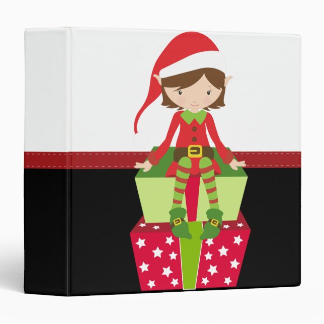 Retro Christmas Elf 3 Ring Binder (Front/Spine)