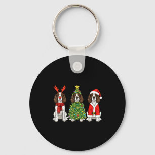 Retro Christmas English Springer Spaniel Santa Rei Keychain