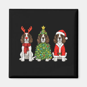 Retro Christmas English Springer Spaniel Santa Rei Magnet