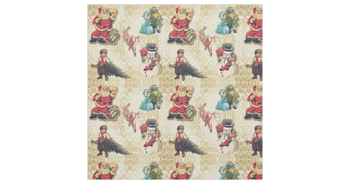 Retro Christmas Fabric Zazzle
