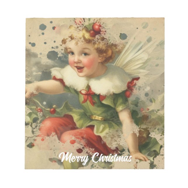 Retro Christmas Fairy Notepad (Front)