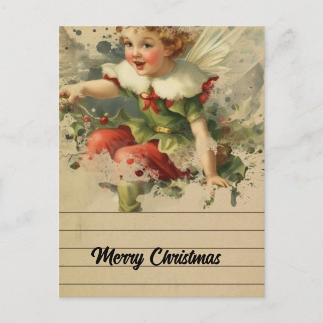 Retro Christmas Fairy Postcard (Front)