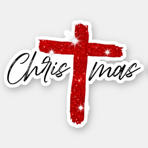 Retro Christmas Faith Cross Xmas Jesus Sticker