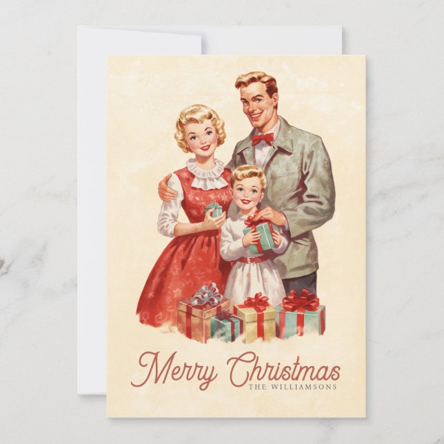 Retro Christmas Family Holiday Card (Front)