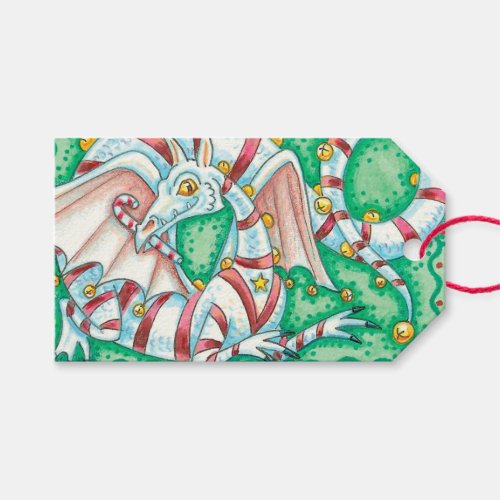 Retro Christmas Fantasy Dragon Gift Tags