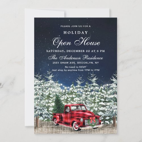 Retro Christmas Farm Truck Holiday Open House Invitation