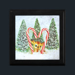 Retro Christmas Fawn Gift Box<br><div class="desc">A vintage fawn figurine sits under a candy cane heart arbor in front of bottle brush trees.</div>