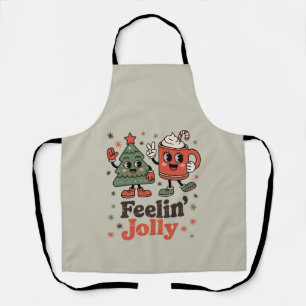 Retro Christmas Feeling Jolly Vintage Holiday  Apron