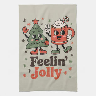 Retro Christmas Feeling Jolly Vintage Holiday Kitchen Towel