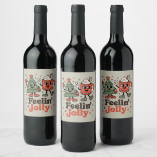 Retro Christmas Feeling Jolly Vintage Holiday Wine Label
