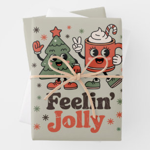 Retro Christmas Feeling Jolly Vintage Holiday  Wrapping Paper Sheets