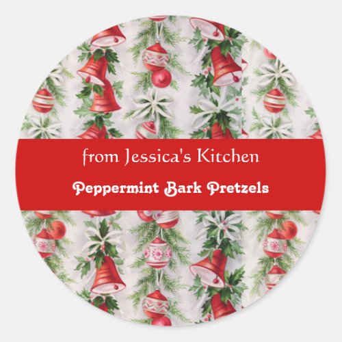 Retro Christmas From the Kitchen of Custom Classic Round Sticker