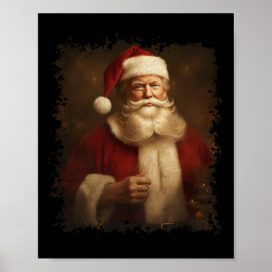 Retro Christmas Funny Trump Santa Claus Vintage Xm Poster