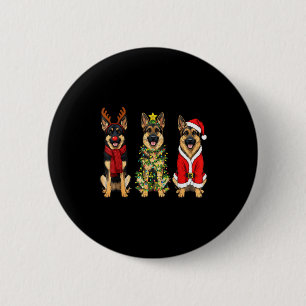 Retro Christmas German Shepherd Santa Reindeer Gsd Button