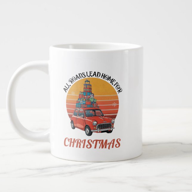 Retro Christmas Giant Coffee Mug (Left)