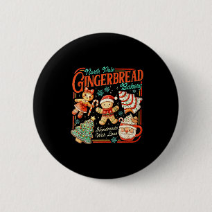 Retro Christmas Gingerbread Bakery North Le Cookie Button